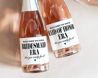 Bridesmaid Proposal Mini Champagne Label, Bridesmaid Era Bottle Sticker, Maid of Honor Gift, Bridesmaid Box Idea, Bridesmaid Candle Label TA