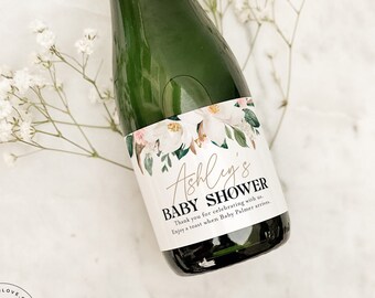 Floral Baby Shower Champagne Labels, Momosa Bar Mini Champagne Labels, Baby Shower Wine, Pop it When She Pops Rustic Baby Sprinkle Prize