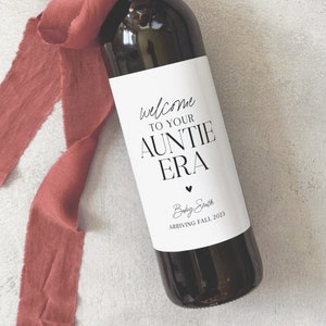 Pregnancy Announcement New Aunt Gift Baby Reveal Grandparents Wine Label Baby Shower Hostess Gift Auntie Era Gift New Baby Wine DCAE image 2