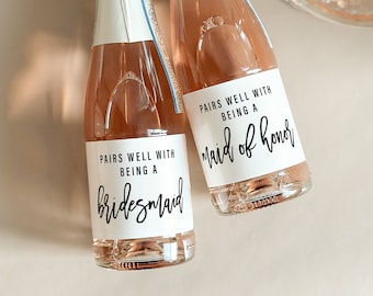 Bridesmaid Gift Pairs Well with Bridesmaid Duties Champagne Labels | Bridesmaid Proposal Box Bottle Stickers |  Maid of Honor Gift | MADBM1