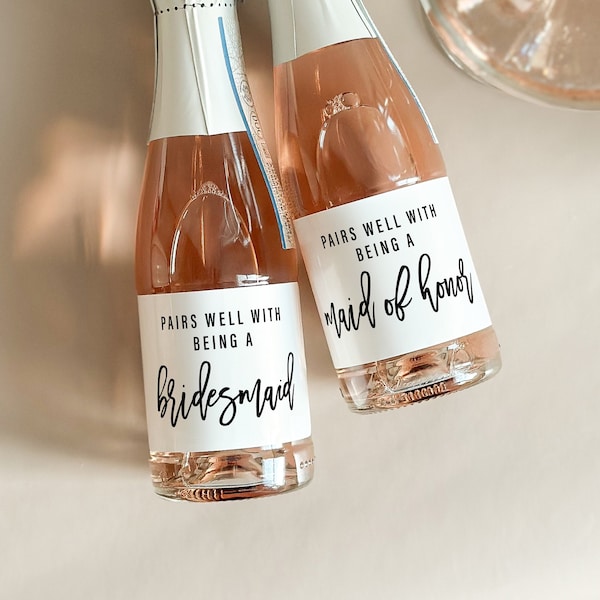 Bridesmaid Gift Pairs Well with Bridesmaid Duties Champagne Labels | Bridesmaid Proposal Box Bottle Stickers |  Maid of Honor Gift | MADBM1