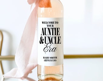 Aunt & Uncle Pregnancy Announcement Wine Labels | Auntie Era Pregnancy Reveal Idea | Auntie Gift | Mom Era Wine Stickers