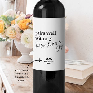 Realtor Gift for Clients | Housewarming Wine Label | New Home Realtor Gift Idea | New Home Owner Gift |  Mortgage Broker Gift Idea AMF