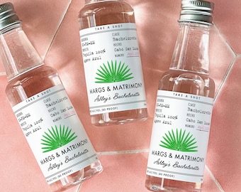 Bachelorette Casamigos Labels 50 mL | Margs and Matrimony | Tequila Shot Label | Bridal Shower Liquor Labels | Margarita Bach Party Favor |
