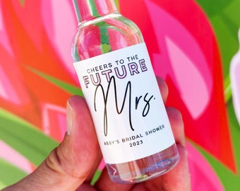 Bridal Shower Mini Shot Labels | Cheers to the Future Mrs Bachelorette Party Favors |  Bachelorette Shooter Labels | Bridal Shower Favors