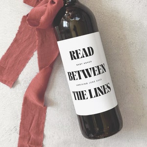 Funny Pregnancy Announcement Wine Labels, Read Between The Lines Pregnancy Reveal Idea, Pregnancy Gift for Grandparents, New Auntie Gift, TA