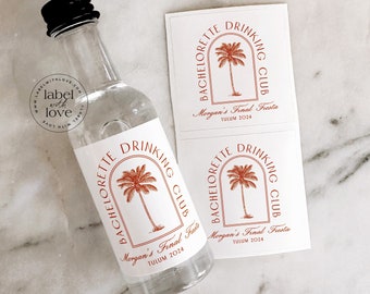 Bachelorette Drinking Club Liquor Label Bachelorette Party Palm Springs Tequila Label Printed Liquor Label for Birthday Party Favor Sticker