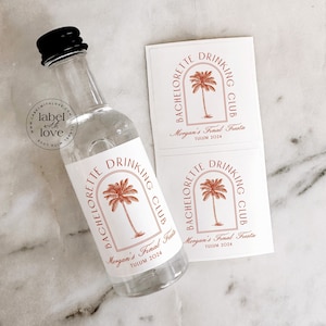 Bachelorette Drinking Club Liquor Label Bachelorette Party Palm Springs Tequila Label Printed Liquor Label for Birthday Party Favor Sticker