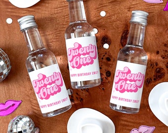 21st Birthday Liquor Labels 50 mL | 21st Birthday Favors | Tequila Label | 30th Birthday Gift Idea | Disco Birthday | DIY Shooter Labels