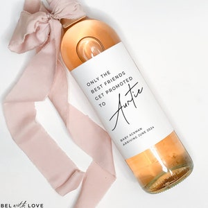 Pregnancy Announcement Sisters to Auntie Gift | Pregnancy Reveal Wine Label for Grandparents  |  Baby Reveal Champagne Sticker PARAA1