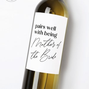 Mother of The Bride Wine Labels | Mother of the Groom Gift |  In Law Wedding Gift | Gifts to Parents from Bride and Groom | Wedding Labels