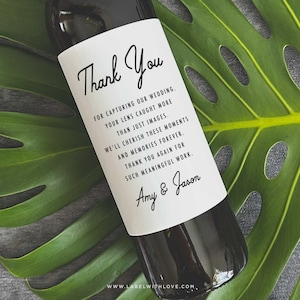 Wedding Photographer Thank You Gift Wine Labels, Retro Bridal Shower Videographer Thank You Gift, Baby Shower Photographer, Host Gift  (BV1)