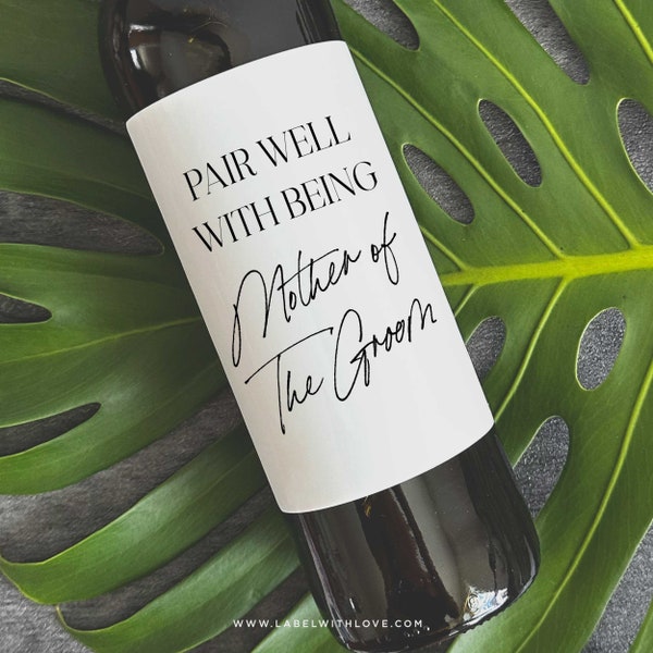 Mother of The Groom Wine Labels | Mother of the Bride Gift |  In Law Wedding Gift | Gifts to Parents from Bride and Groom | Wedding Label BV