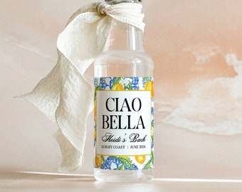 Italian Summer Bachelorette Shot Labels, Ciao Bella Lemon Bachelorette, Limoncello Mediterranean Bridal Shower Favor, 50 mL Liquor Label