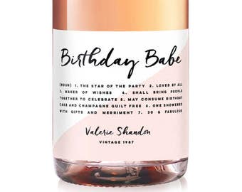 Custom Birthday Champagne Label - Birthday Girl Label - Personalized Wine Label - Milestone Wine Bottle Label - 21st Birthday Dirty Thirty