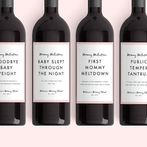 New Mom Gift Wine Labels From 4 Labels Mommy Milestones™ Baby Shower Gift Wine Fun New Mom Gift New Mommy Mother's Day image 1