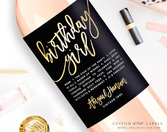 Custom Birthday Wine Label - Custom Wine Label - Personalized Wine Label - Birthday Girl Wine Bottle Label - 21st Birthday Dirty Thirty