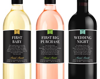 Wedding Milestone Wine Labels Unique Wedding Gifts Etsy