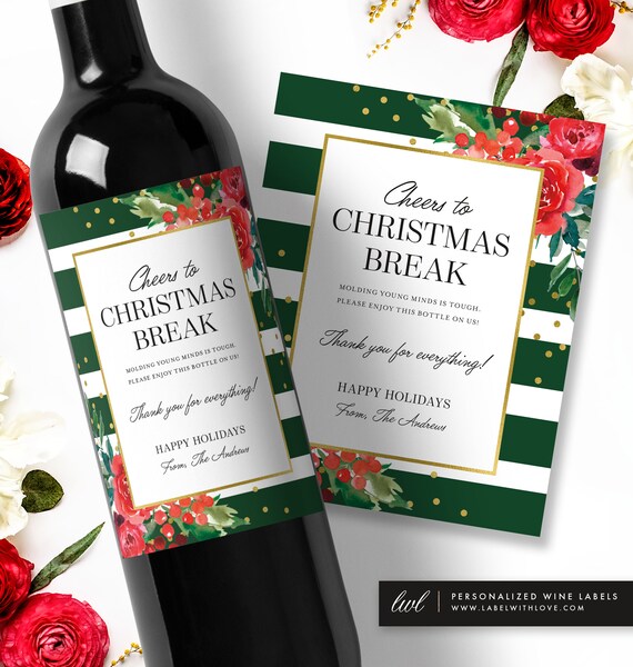 Teacher Christmas Gift Custom Wine Label Wine Label For Teacher Funny Wine Labels Holiday Daycare Provider Gift Idea