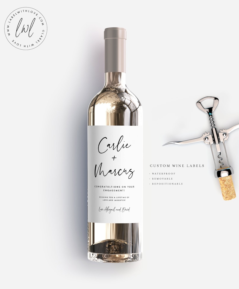 Custom Engagement Wine and Champagne Labels