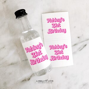 21st Birthday Liquor Labels 50 mL Lets Go Birthday Favors Tequila Label 30th Birthday Gift Idea Disco Birthday DIY Shooter Labels image 3