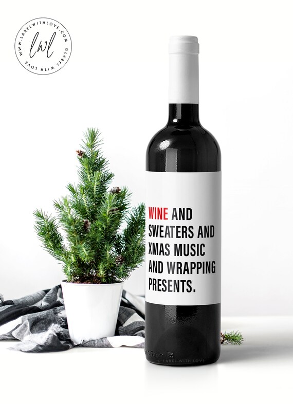 Funny Christmas Wine Labels, Ugly Sweater Party Prize, Christmas