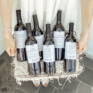 Wedding Milestone Wine Labels - Wedding Gift Wine Labels - Bridal Shower Wine Basket - Engagement Gift Marriage Firsts - Wine Poems