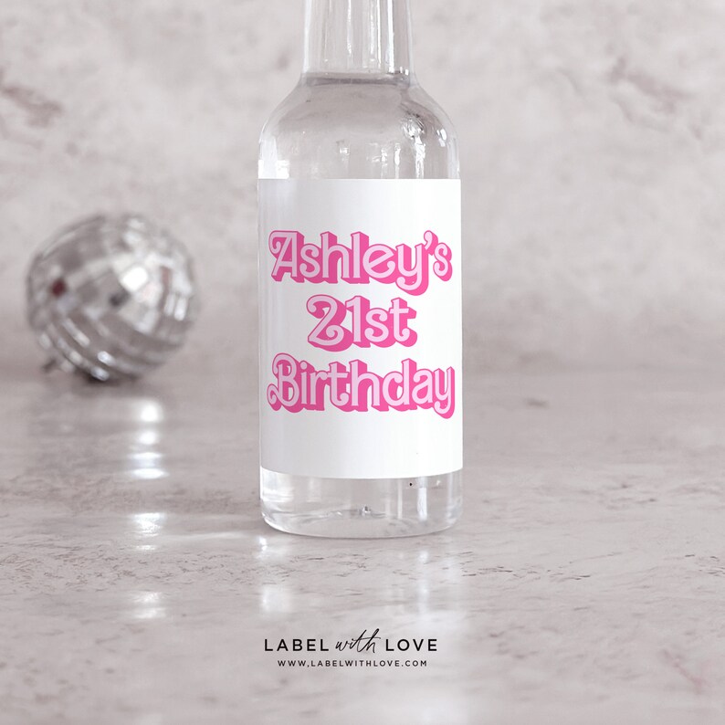 21st Birthday Liquor Labels 50 mL Lets Go Birthday Favors Tequila Label 30th Birthday Gift Idea Disco Birthday DIY Shooter Labels image 5