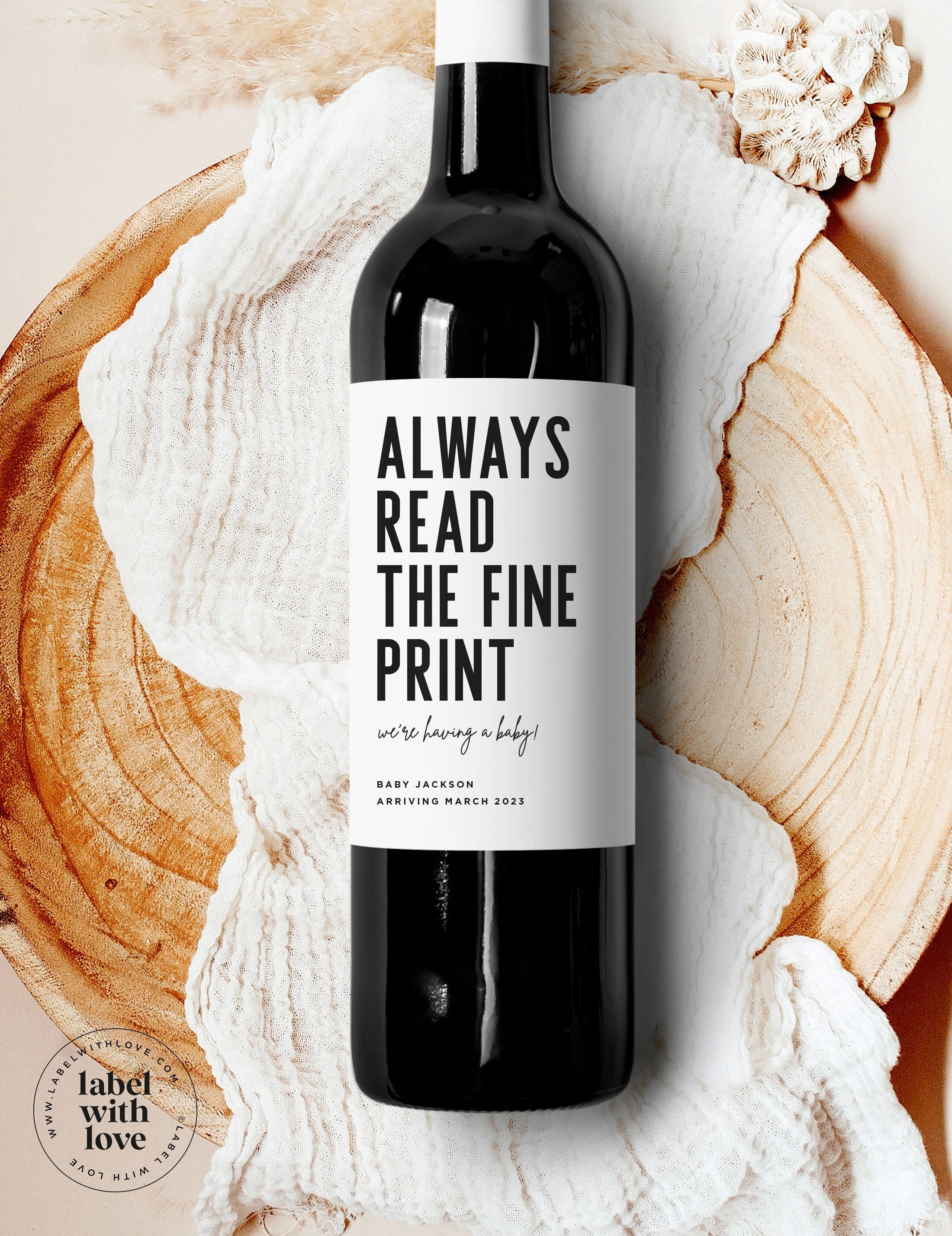 Birth announcement wine labels