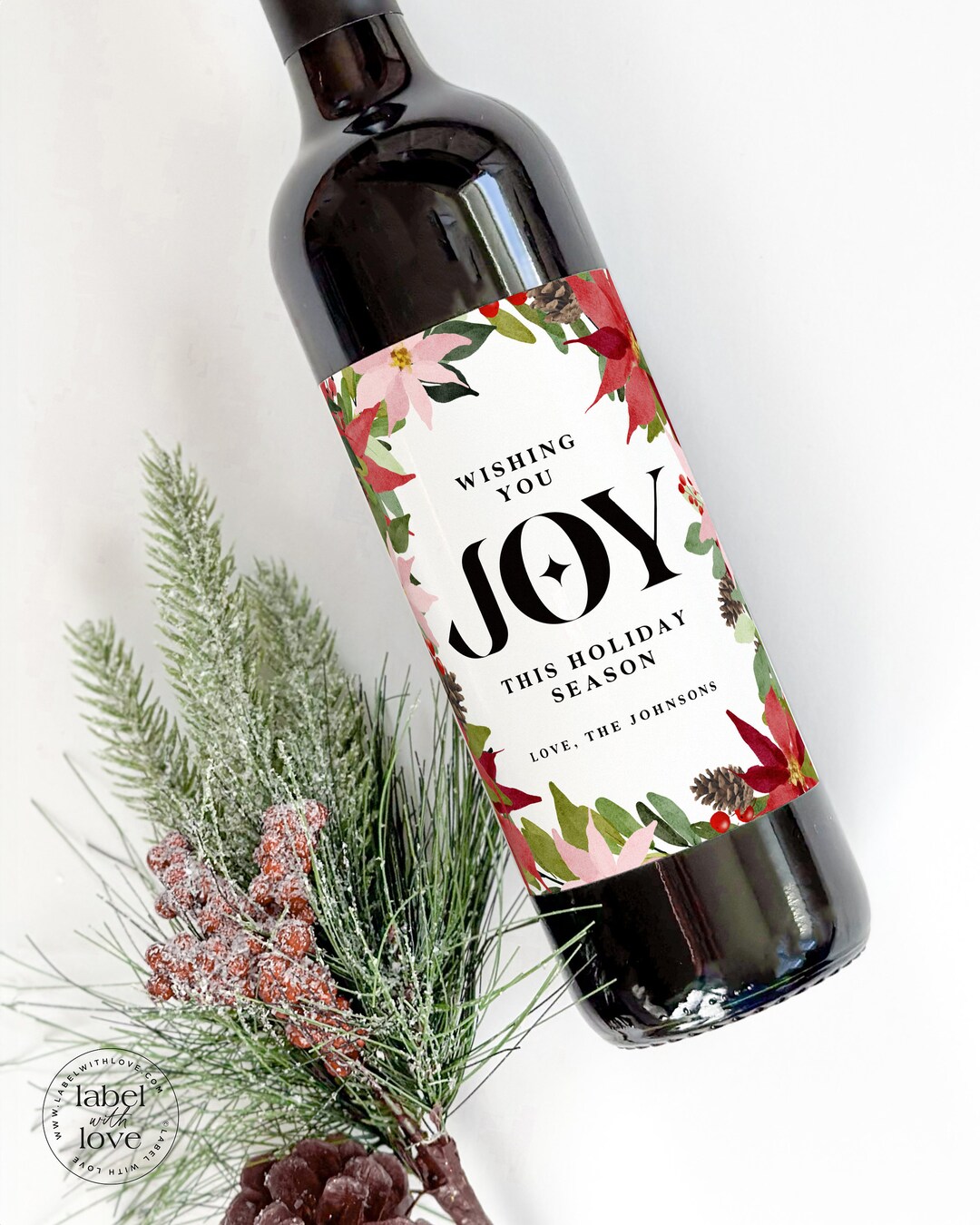 Christmas Wine Labels Modern Boho Christmas Gift Alternative to Holiday