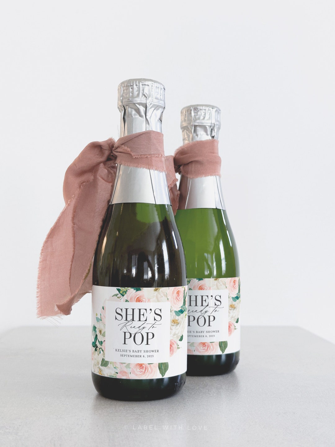 Ready to Pop Mini Champagne Bottle Labels, Baby Shower Favor Champagne ...