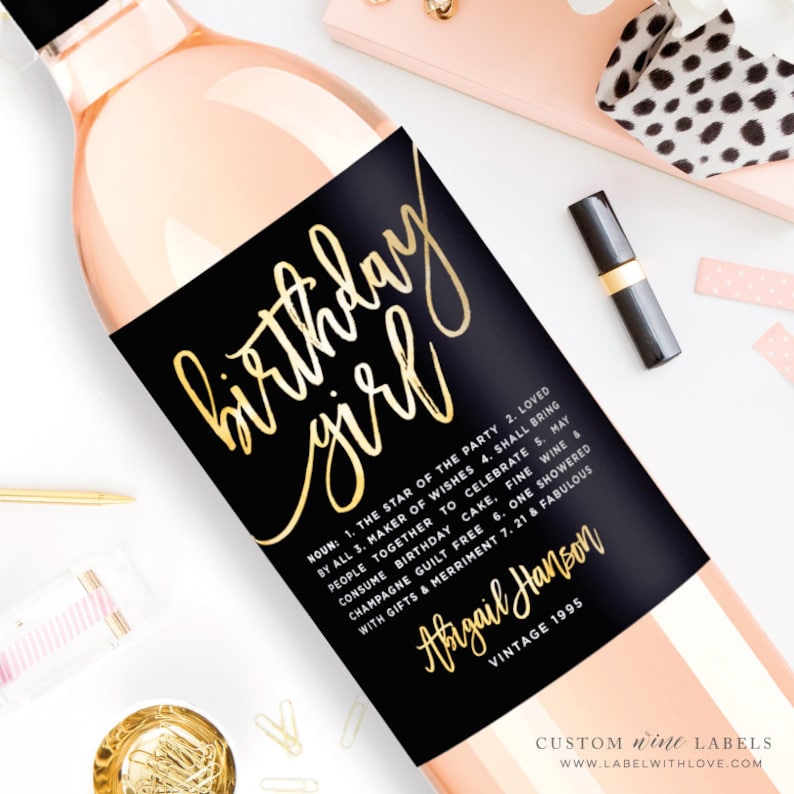 Custom Birthday Wine Label Custom Wine Label Personalized Etsy