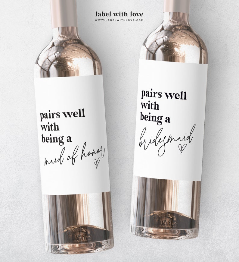 Pairs Well With Bridesmaid Duties Wine Label Bridesmaid Etsy Canada