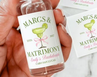 Margs and Matrimony Mini Shot Labels, Margaritas & Matrimony Bachelorette Favors, Final Fiesta Tequila Labels, Custom Liquor Label