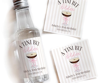 A Tini Bit Older Birthday Favors 40th Birthday Gift Idea  Tini Time  30th Birthday Tequila Shot Labels  25th Espresso Martini Liquor Label