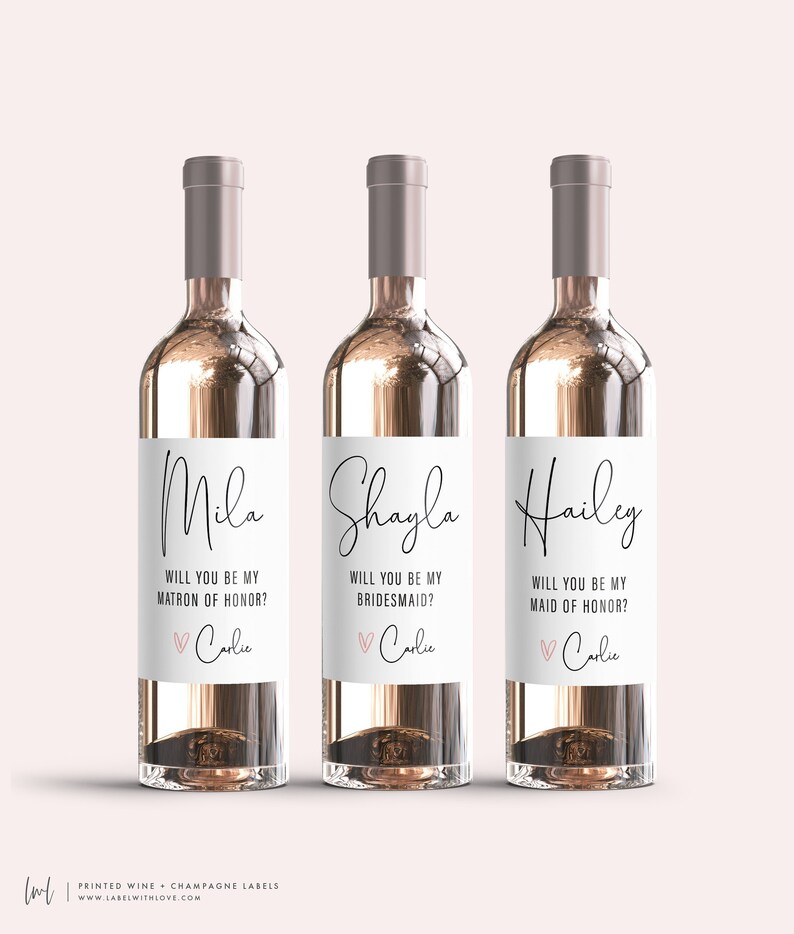Will You Be My Bridesmaid, Bridesmaid Proposal Wine Label, Maid of Honor Wine Label - Personalized Wine Label - Bridesmaid Wine Bottle Label 