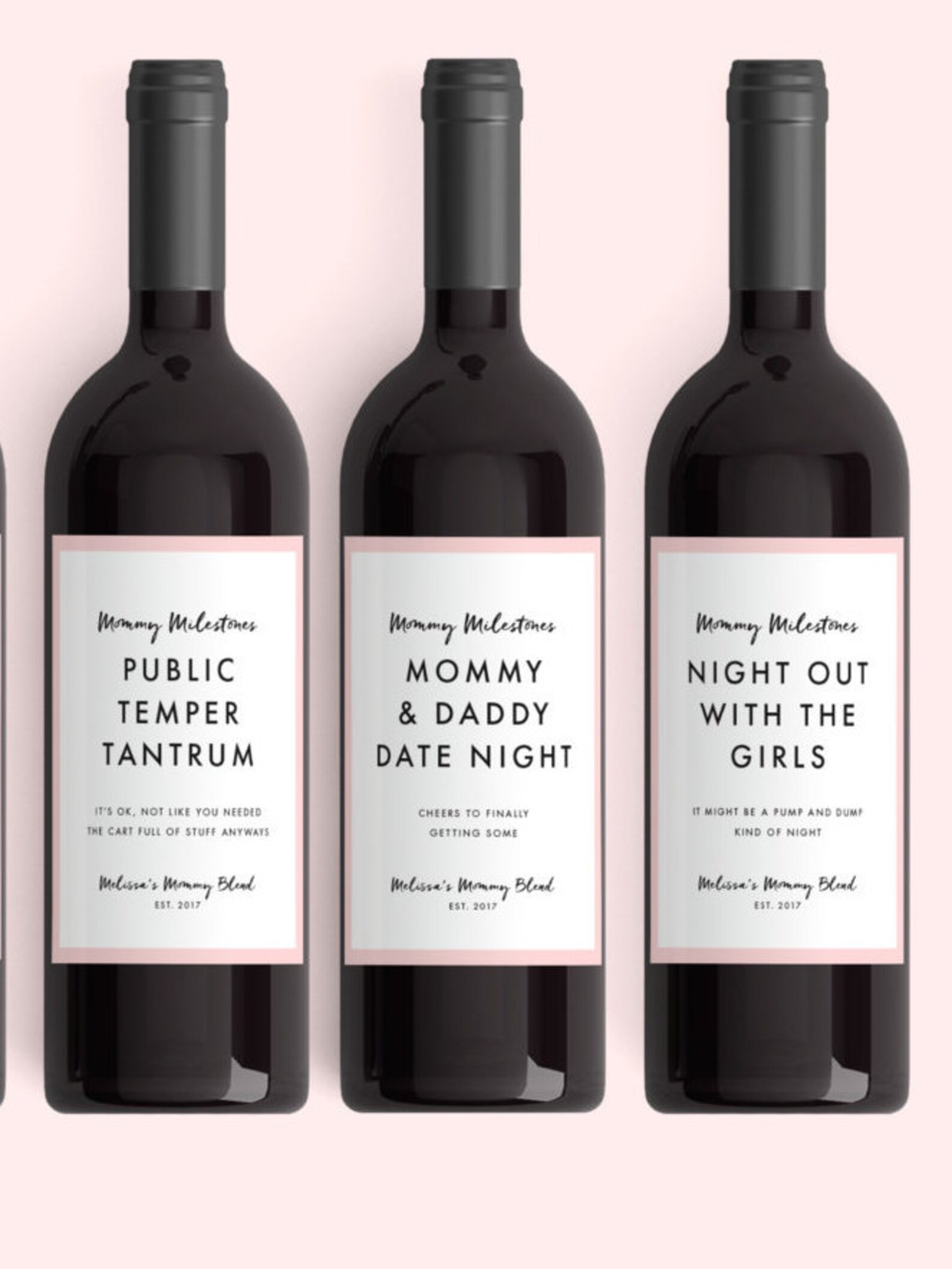 New Mom Gift Wine Labels from 4 Labels Mommy Milestones™ Etsy
