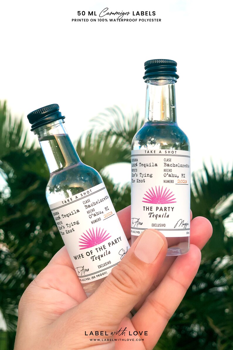 Bachelorette Casamigos Labels 50 mL Wife of the Party Tequila Label Bridal Party Gift Fiesta Bachelorette Party Favor DIY Bach image 3