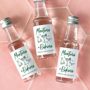 Martinis & Bikinis Bachelorette Favor, Martini Bridal Shower Label, Tequila Label, Bachelorette Gift Bag Idea, Martini Bachelorette Stickers