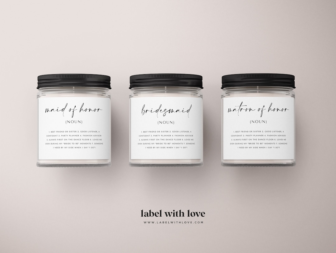 Bridesmaid Candle Label Definition Bridesmaid Proposal Gift pic