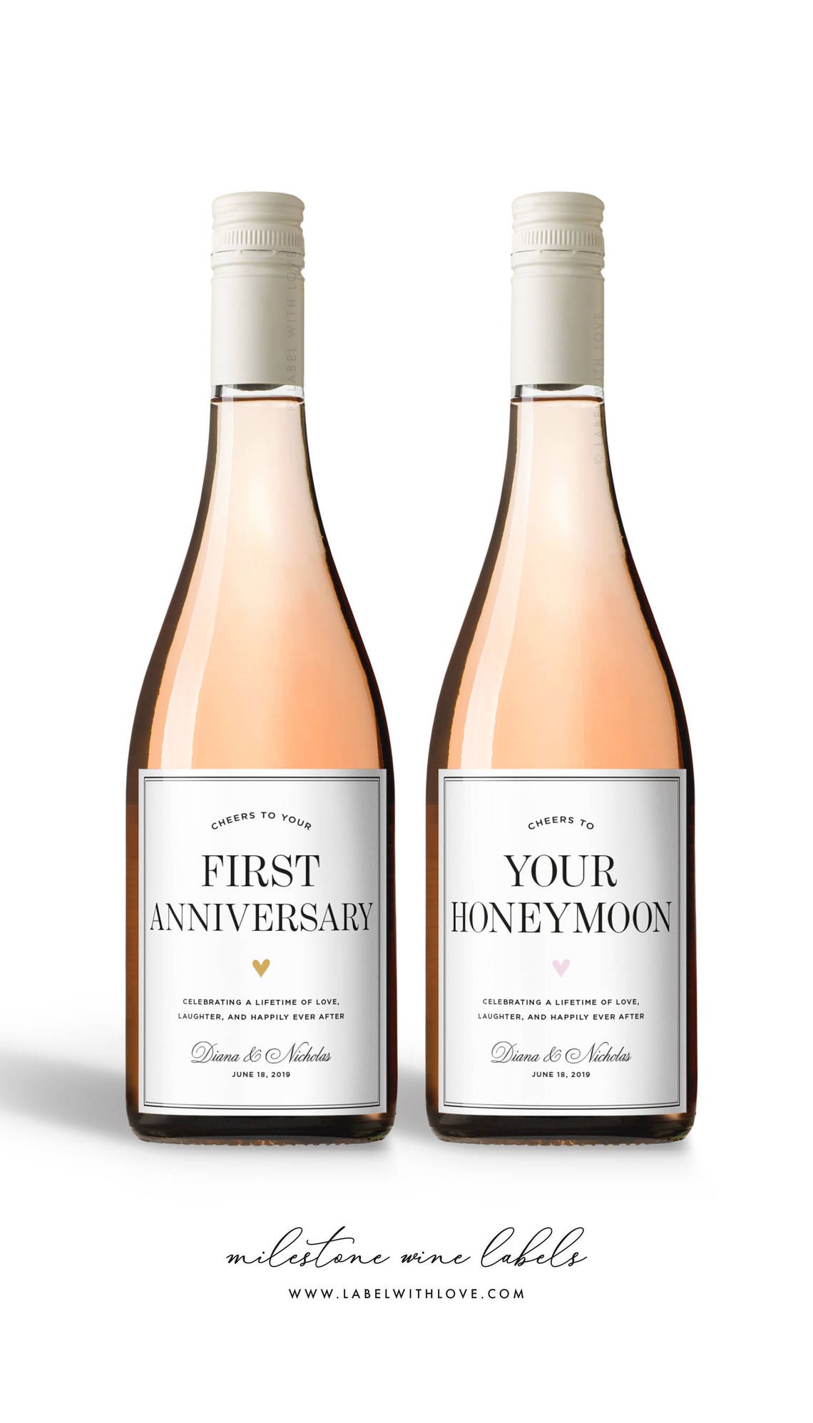 Set of Wedding Milestone Wine Labels Wedding Gift Marriage | Etsy