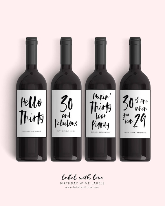 set of 30th birthday wine labels 4 dirty thirty birthday etsy
