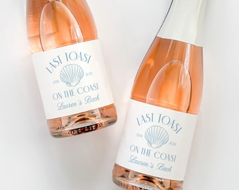 Last Toast On The Coast Bachelorette Champagne Labels, Coastal Cowgirl Bachelorette Bottle Stickers, Coastal Granny Bachelorette Favor - WHT