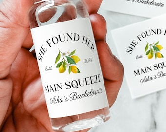 She Found Her Main Squeeze, 50 mL Liquor Labels, Lemon Bridal Shower Favor, Bachelorette Party Favor, Lemon Bridal Shower, Limoncello Gift