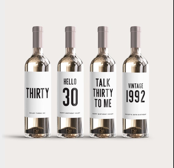 Set of 30th Birthday Wine Labels 4 Thirtieth Birthday | Etsy