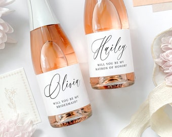 Custom Bridesmaid Proposal Mini Champagne Labels, Bridesmaid Gift, Maid of Honor Proposal, Bridesmaid Box idea, Luxury Bridesmaid Gift Idea