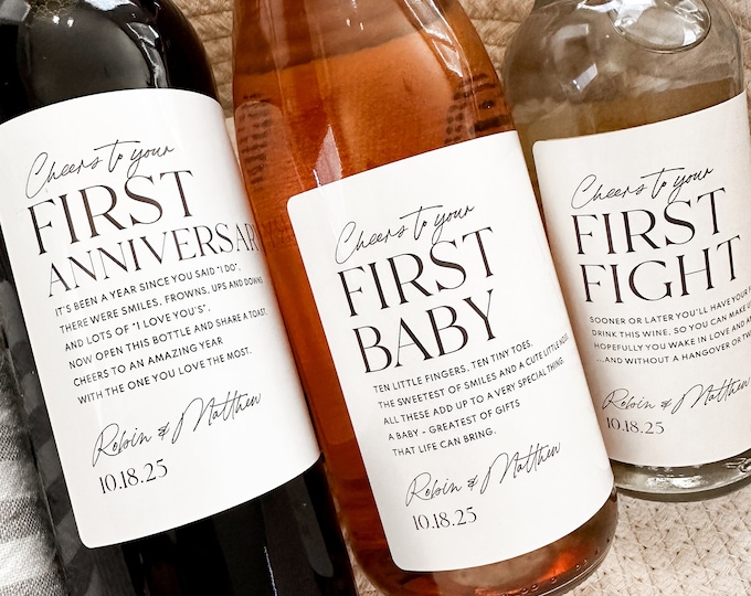 Marriage Firsts Wine Label First Year Milestones Engagement Gifts ...