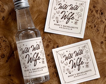 Wild Wild Wife Bachelorette Shot Bottle | Country Bach Mini Champagne Labels