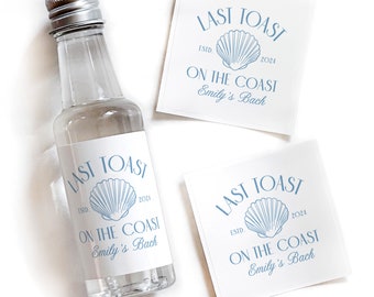 Coastal Bachelorette Shooter Labels, Coastal Cowgirl Bachelorette Tequila Stickers, Last Toast Coast Bachelorette, Personalized Liquor Label