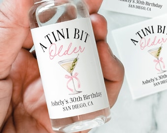 Martini Birthday Liquor Labels, A Tini Bit Older Birthday Favors, 30th Birthday Gift Idea, Tini Time, 21st Birthday Tequila Shot Labels